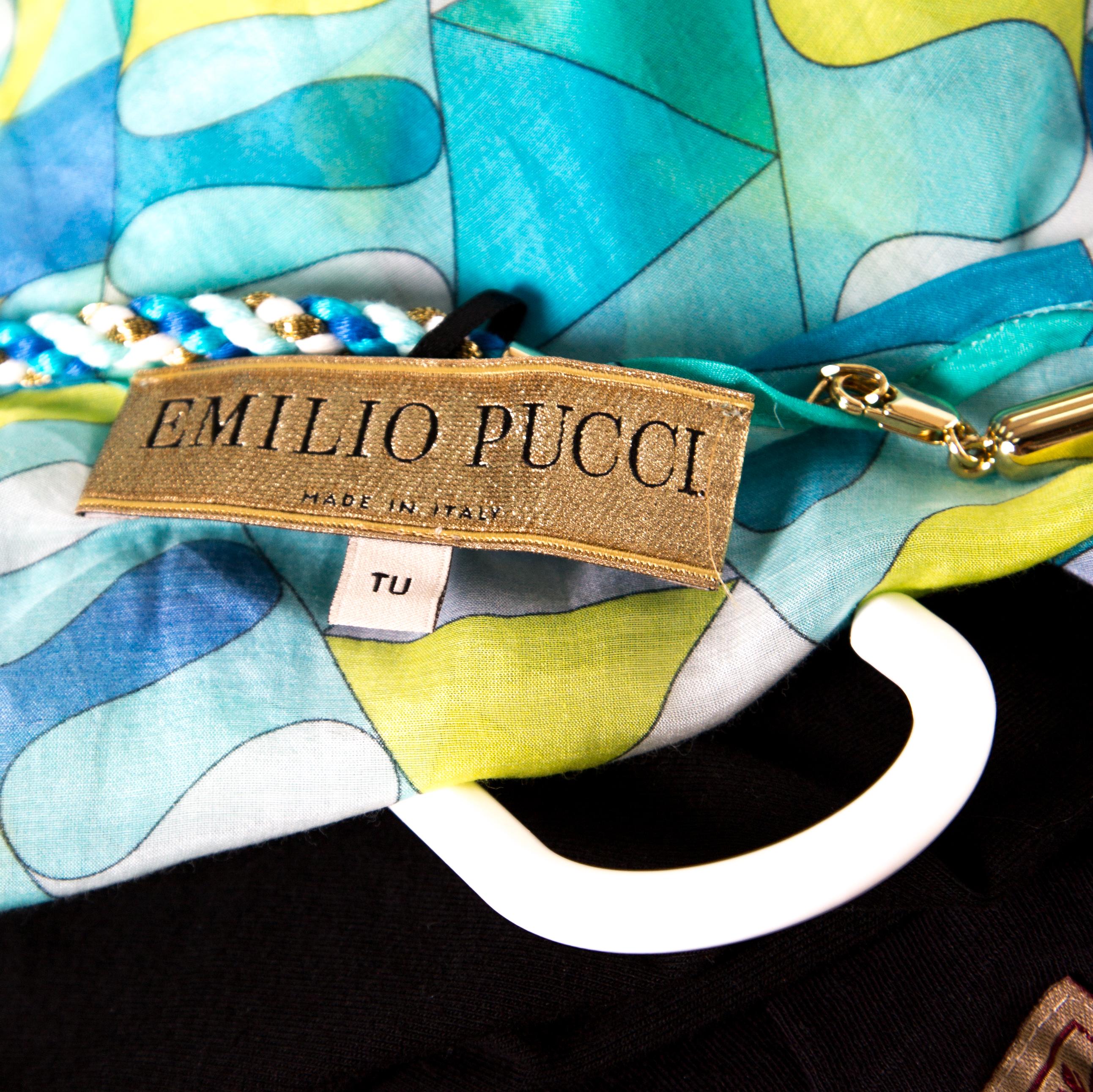 Emilio Pucci Multicolor Printed Cotton Silk Kaftan ( Free Size ) In Good Condition In Dubai, Al Qouz 2