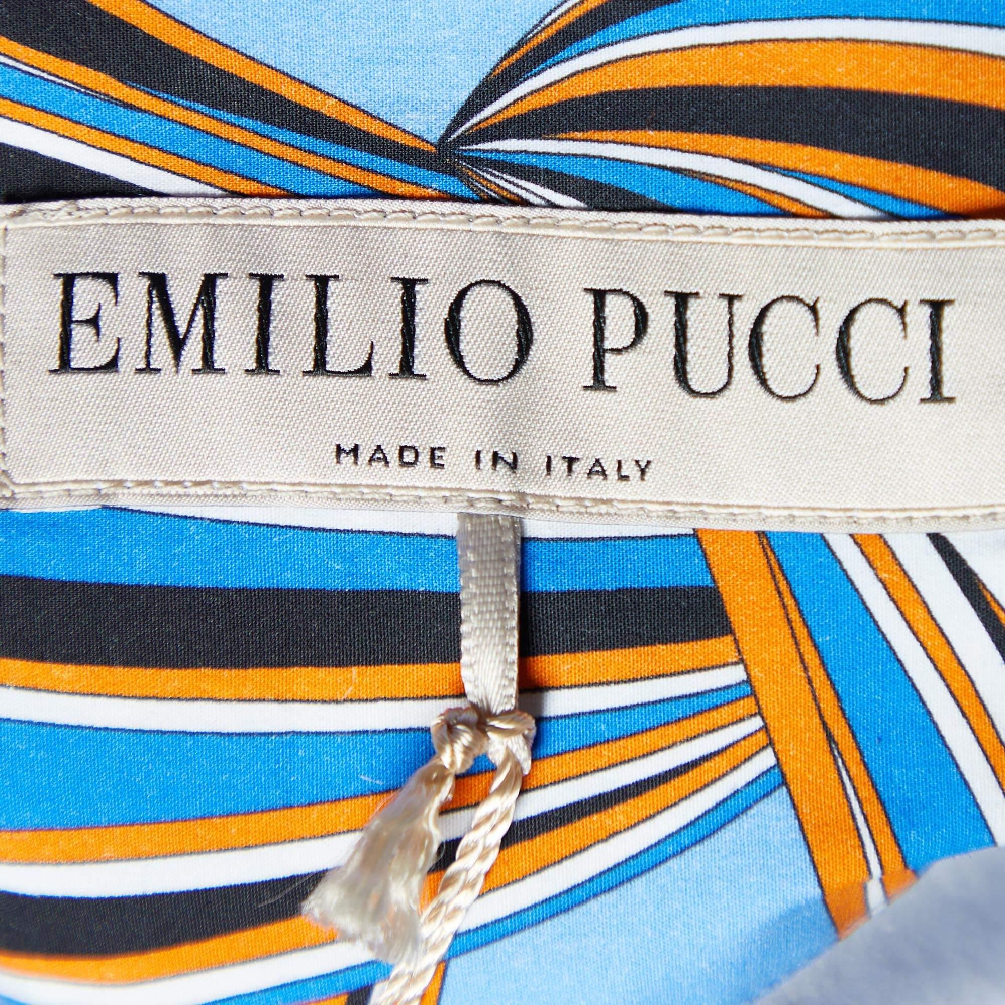 Robe chemise Emilio Pucci en coton imprimé multicolore avec boutons à l'avant, taille M Neuf - En vente à Dubai, Al Qouz 2