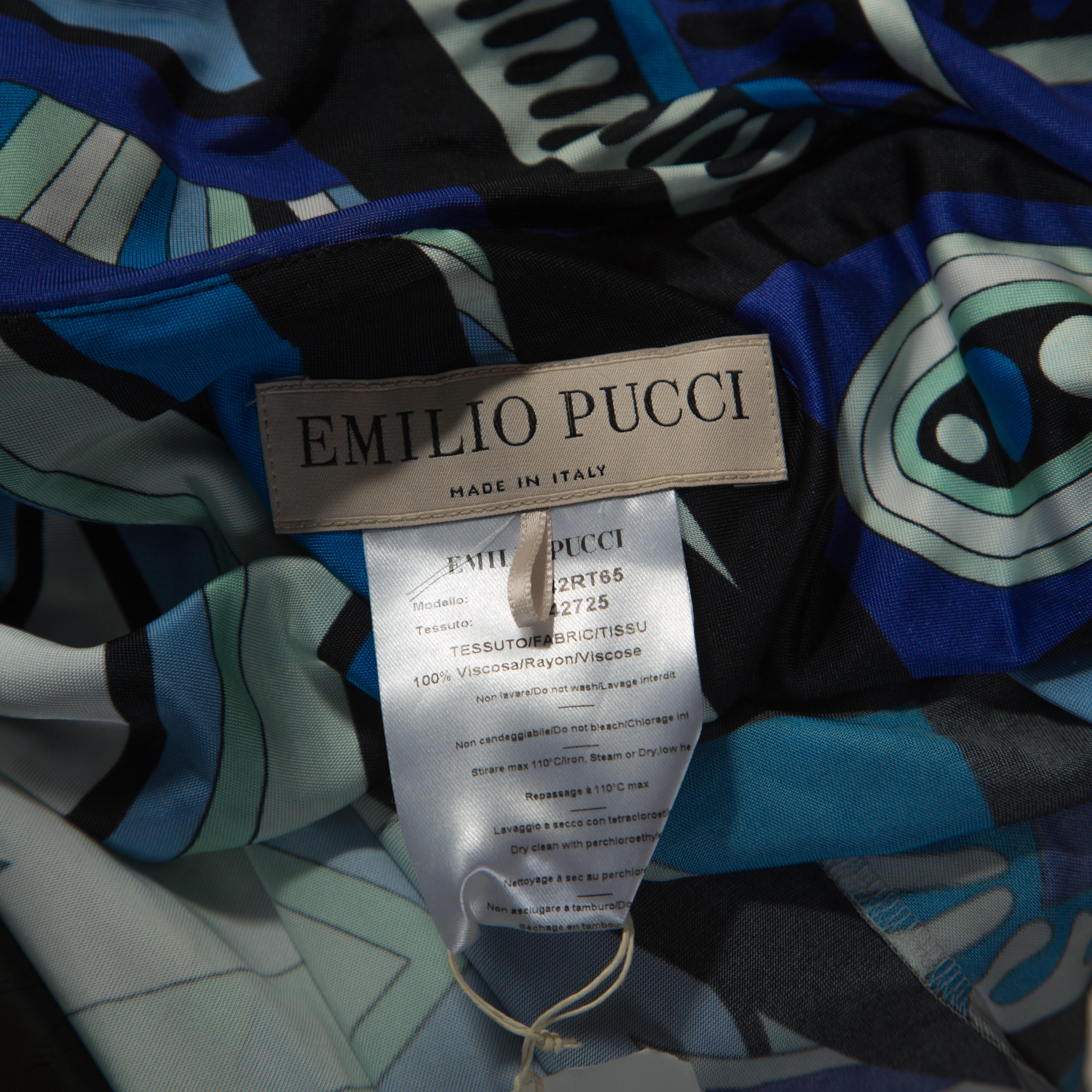 Purple Emilio Pucci Multicolor Printed Jersey Draped Pants S