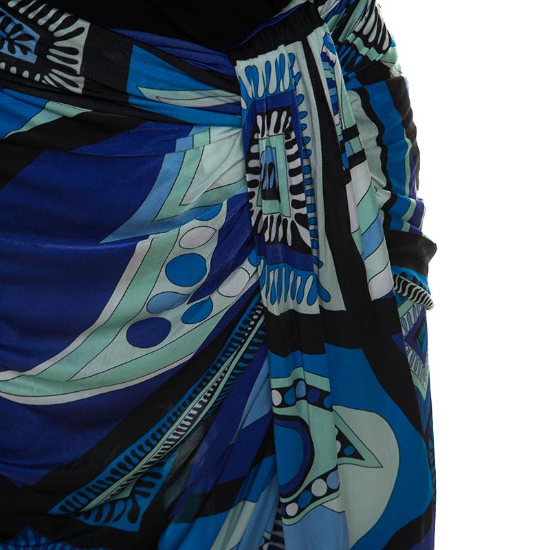 Emilio Pucci Multicolor Printed Jersey Draped Pants S In Good Condition In Dubai, Al Qouz 2