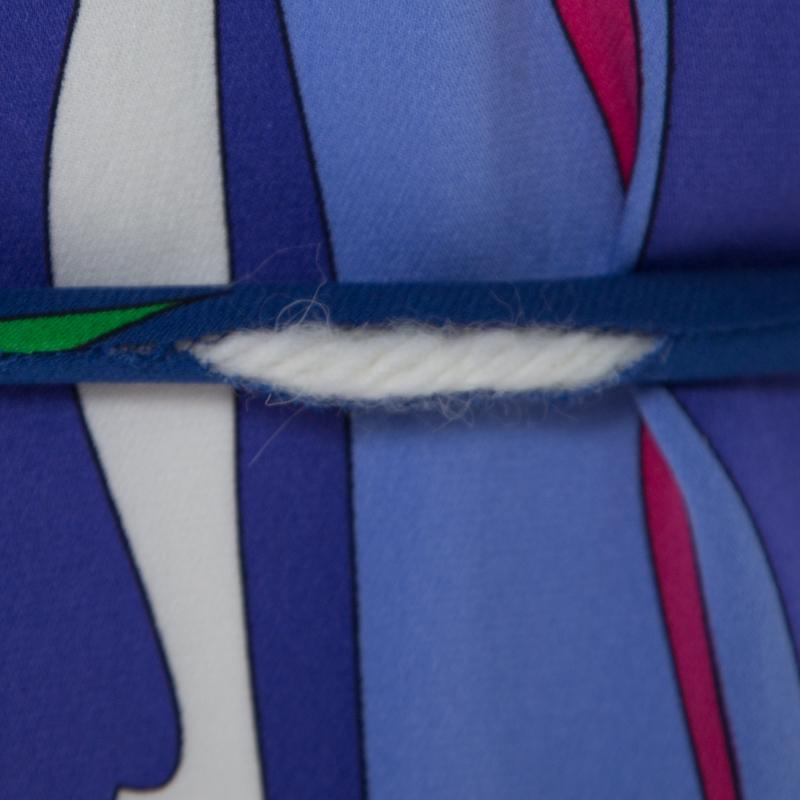 Emilio Pucci Multicolor Printed Silk Embellished Belted Shift Dress S In Good Condition In Dubai, Al Qouz 2