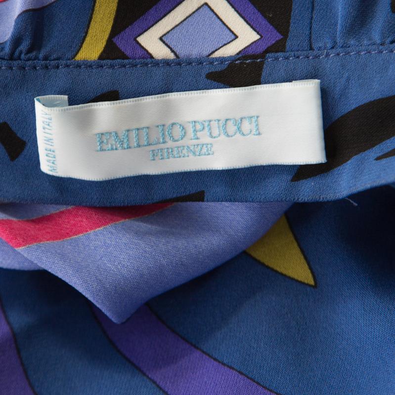 Emilio Pucci Multicolor Printed Silk Embellished Belted Shift Dress S 2