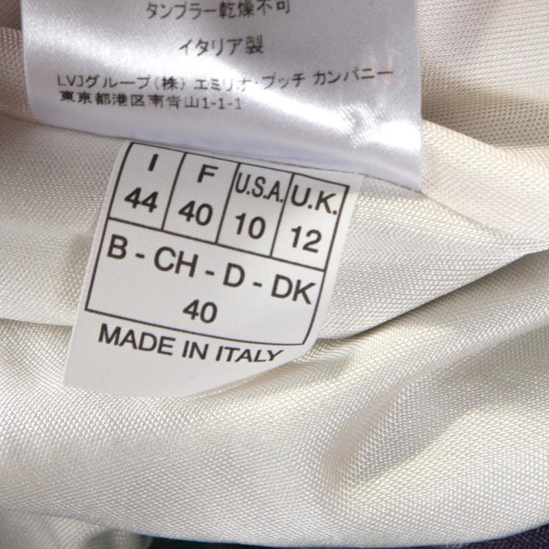 Emilio Pucci Multicolor Printed Silk Jersey Draped Long Sleeve Dress M 1