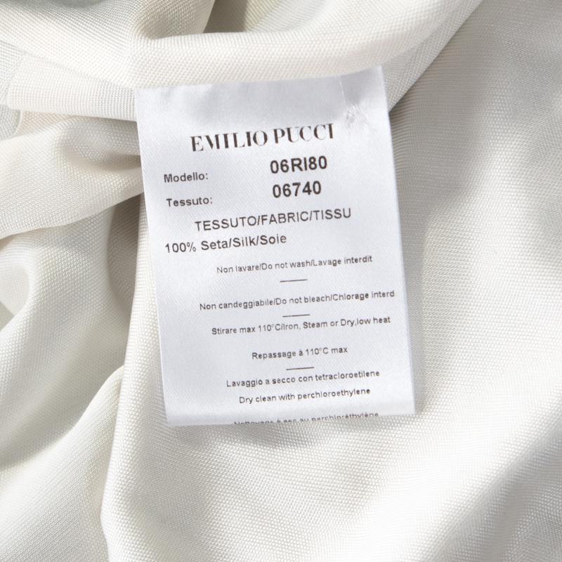Emilio Pucci Multicolor Printed Silk Jersey Draped Long Sleeve Dress M 2