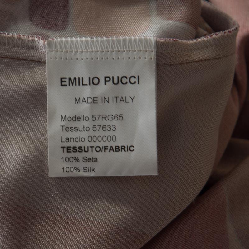 Women's Emilio Pucci Multicolor Printed Silk Jersey Long Sleeve Dress M
