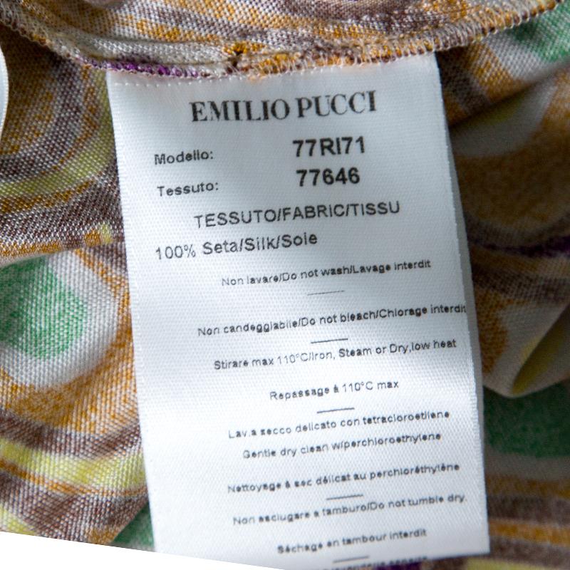 Emilio Pucci Multicolor Printed Silk Jersey Long Sleeve Dress S In Excellent Condition In Dubai, Al Qouz 2