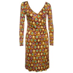 Emilio Pucci Multicolor Printed Silk Jersey Long Sleeve Dress S