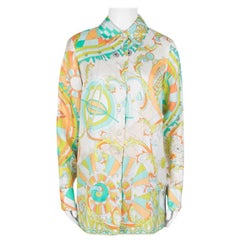 Emilio Pucci Multicolor Printed Silk Long Sleeve Button Front Blouse M