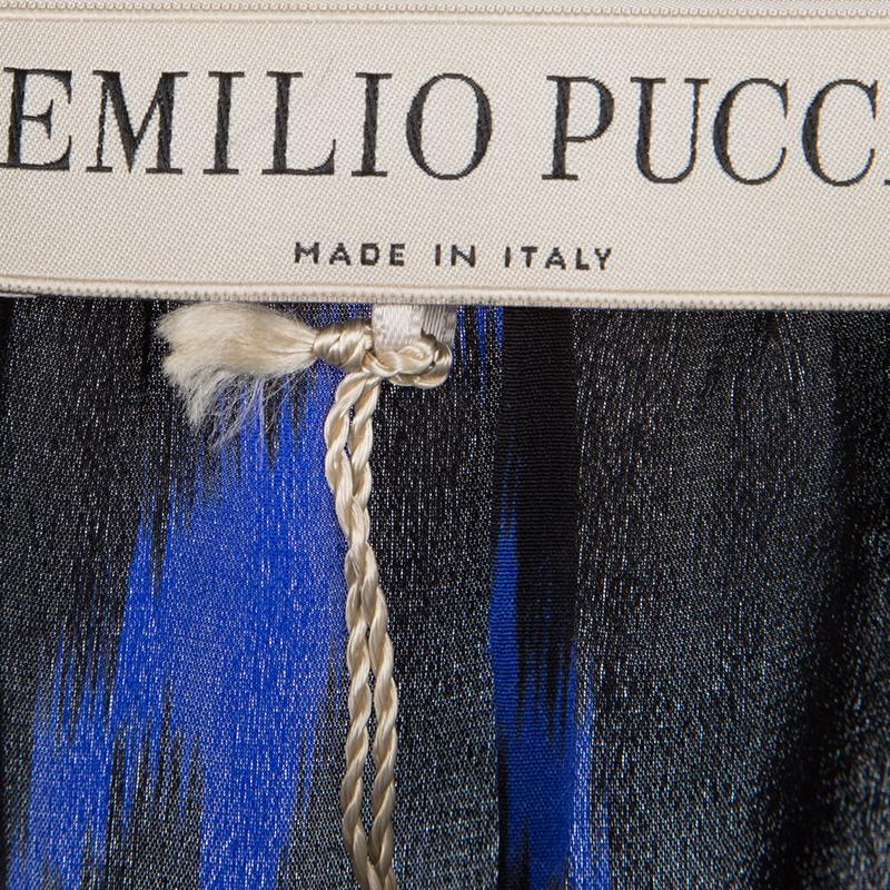 Emilio Pucci Multicolor Printed Silk Long Sleeve Dress L In Good Condition In Dubai, Al Qouz 2