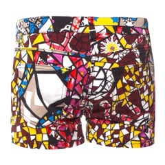EMILIO PUCCI Pantalon court imprimé géométrique multicolore signature 42