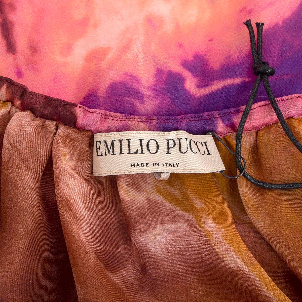 EMILIO PUCCI multicolor silk 2015 TIE-DYE PEASANT Blouse Shirt 38 XS 2