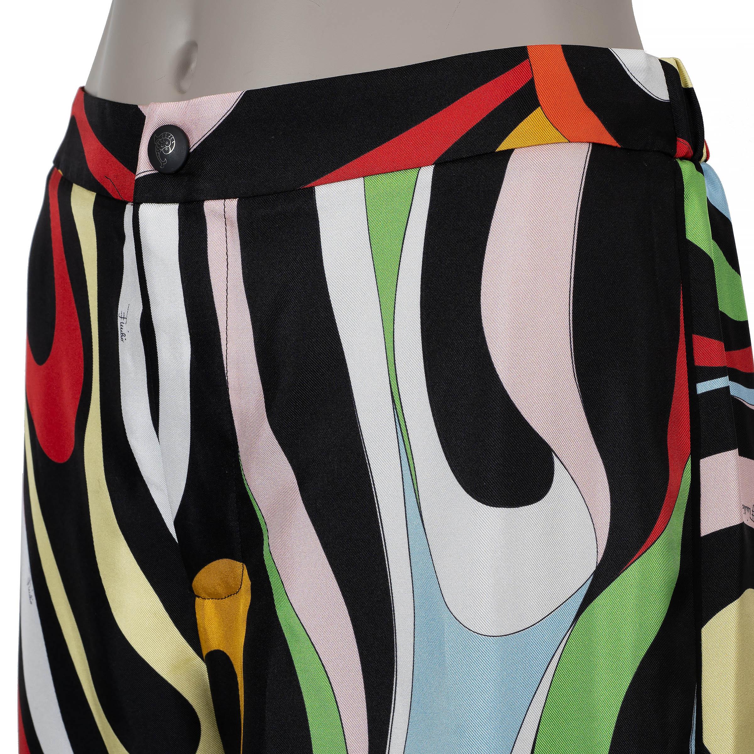 EMILIO PUCCI seda multicolor 2022 MARMO PRINT Pantalones S en Excelente estado para la venta en Zürich, CH