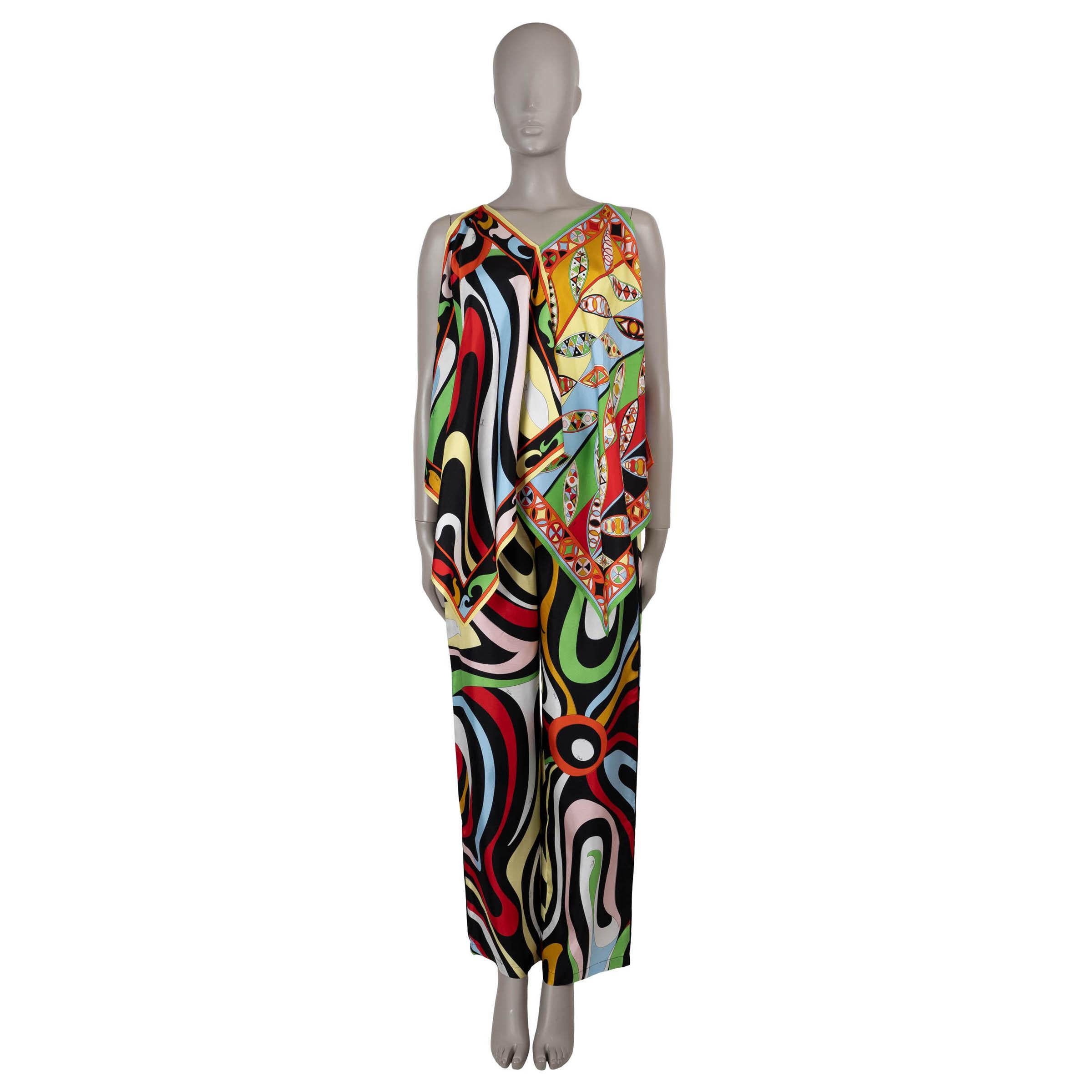 EMILIO PUCCI multicolor silk 2022 MIXED PRINT SCARF TOP Shirt S For Sale 1