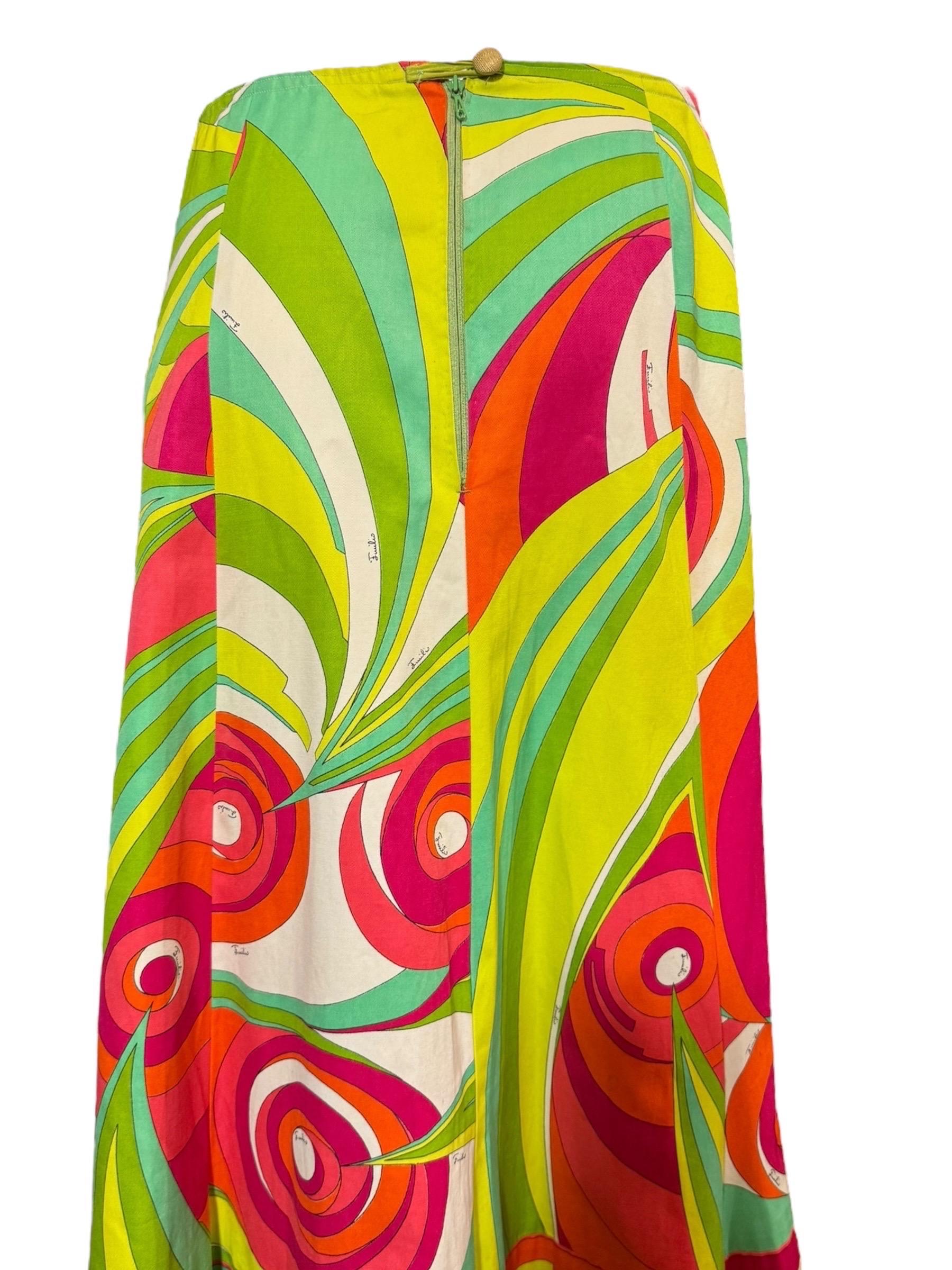 Emilio Pucci Multicolor Silk Cotton Shirt & Skirt Set, 1970s en venta 5