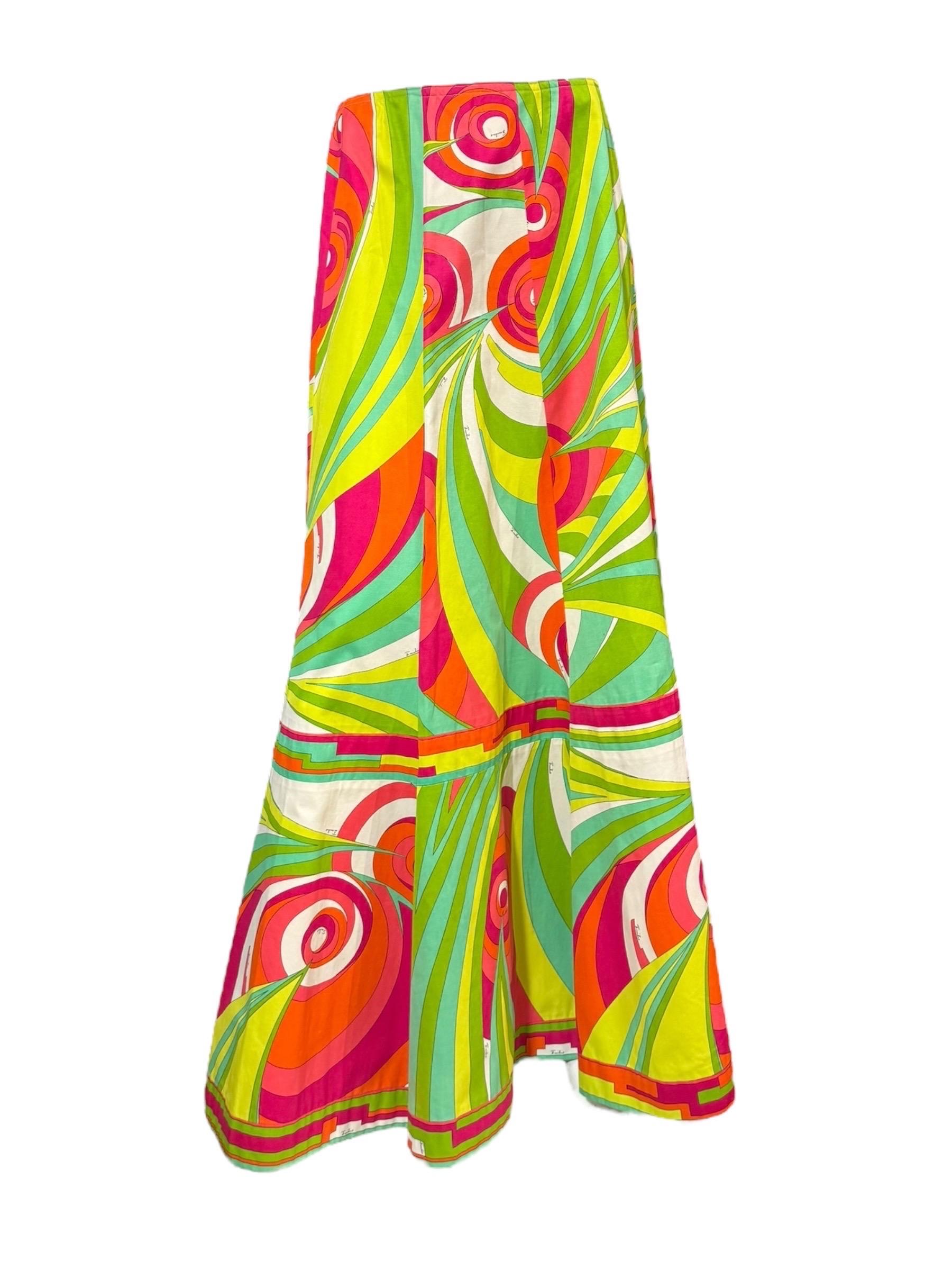 De las mujeres Emilio Pucci Multicolor Silk Cotton Shirt & Skirt Set, 1970s en venta