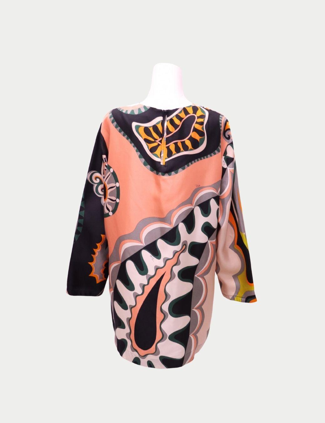 Emilio Pucci Multicolor Silk Tunic Top -EU 46 In condizioni ottime in vendita a Amman, JO