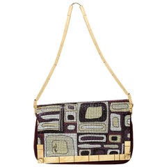 Emilio Pucci Multicolor Suede and Metal Armored Mesh Flap Shoulder Bag