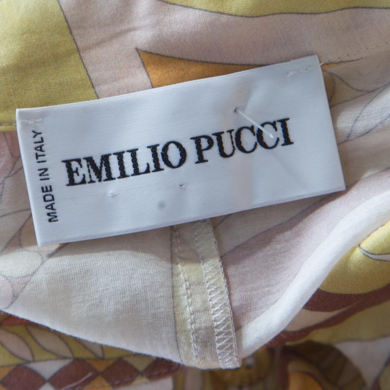 Emilio Pucci Multicolor Washed Out Printed Cotton and Silk Shirt Dress L 1