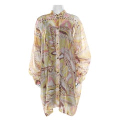 Emilio Pucci Multicolor Washed Out Printed Cotton and Silk Shirt Dress L