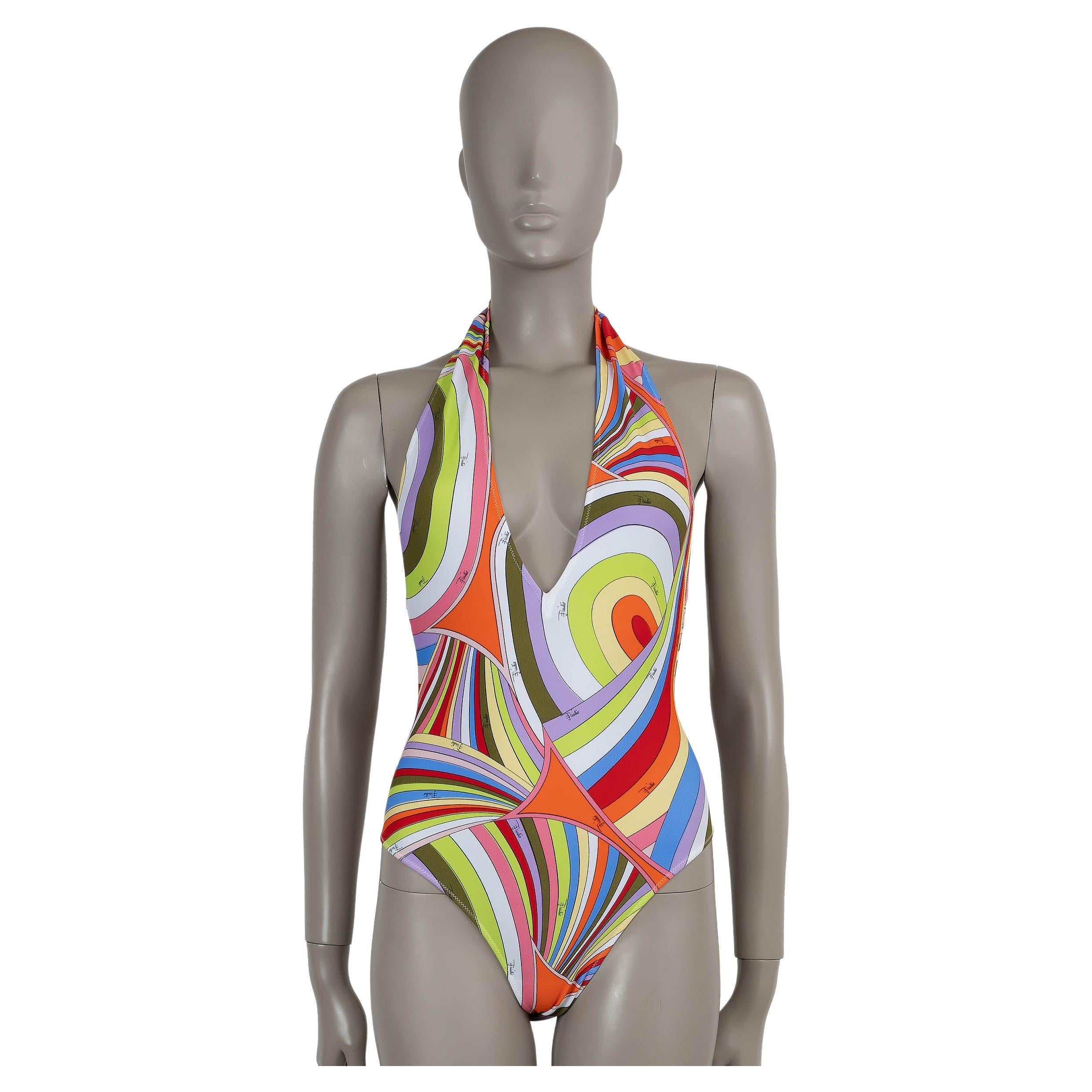 EMILIO PUCCI multicolor2022 IRIDE PLUNGING NECK One Piece Swimsuit XS For Sale