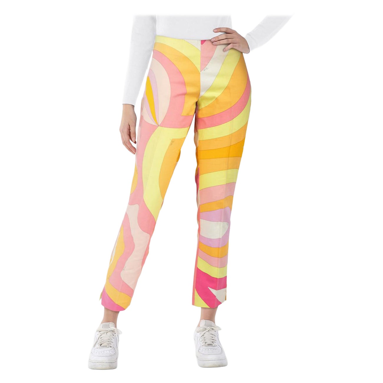 Emilio Pucci Pantalon skinny abstrait multicolore Taille M en vente