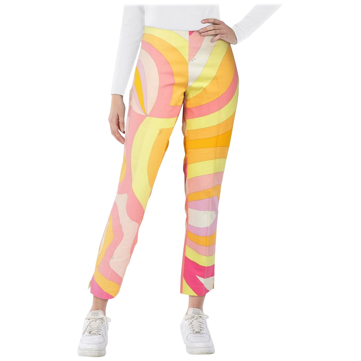 Emilio Pucci Multicolour Abstract Slim Trousers Size M For Sale