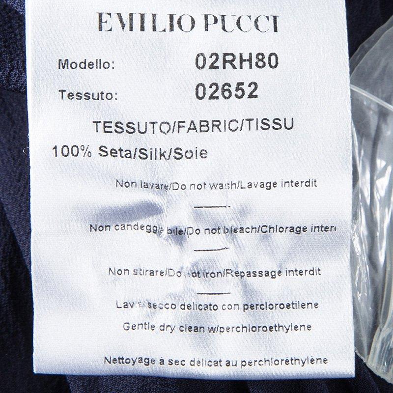 Emilio Pucci Navy Blue Silk Sequin Embellished Drop Waist Sleeveless Dress S In Good Condition In Dubai, Al Qouz 2