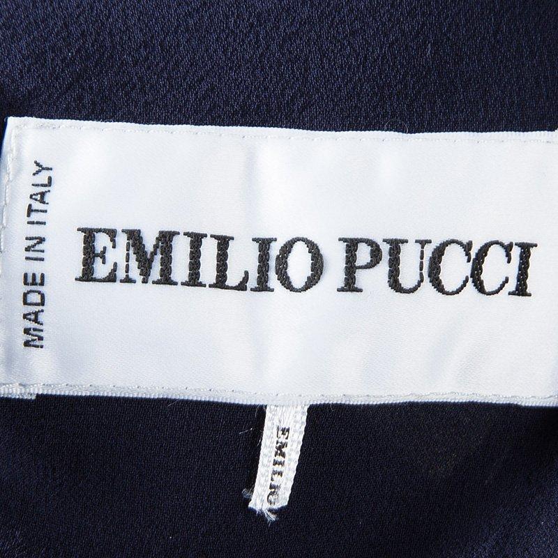 Emilio Pucci Navy Blue Silk Sequin Embellished Drop Waist Sleeveless Dress S 1