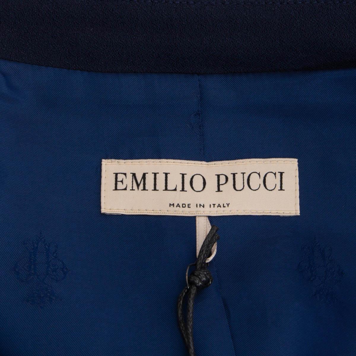 EMILIO PUCCI navy blue viscose CREPE Blazer Jacket 42 M For Sale 2
