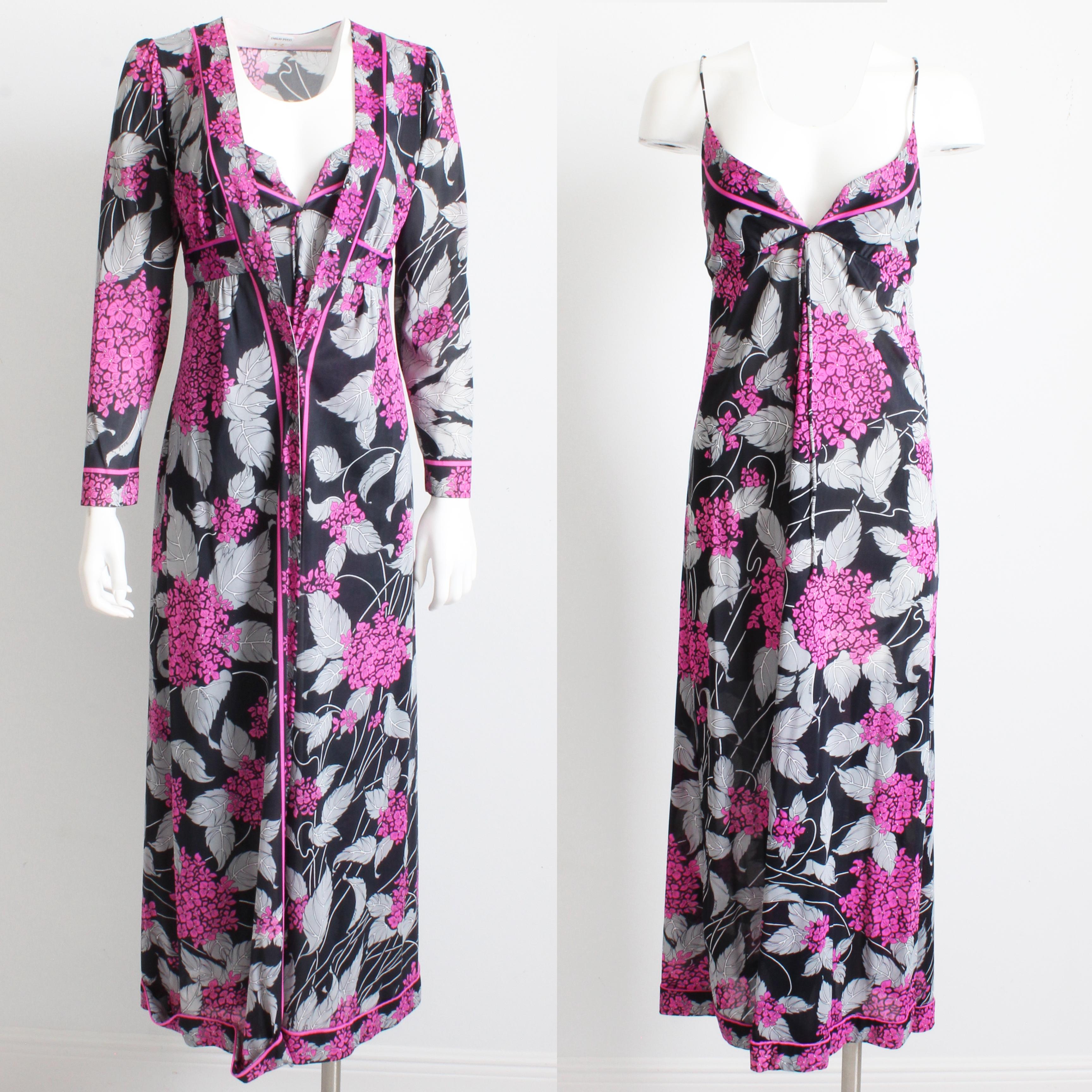 Authentic, preowned, vintage Emilio Pucci for Formfit Rogers Long Nightgown & Matching Robe 2pc Set Abstract Floral Print S/M. Unlined/Machine Wash. 

Jet set 2pc set that's comfortable to wear and looks super chic, too! 

No size tag, fits like M.