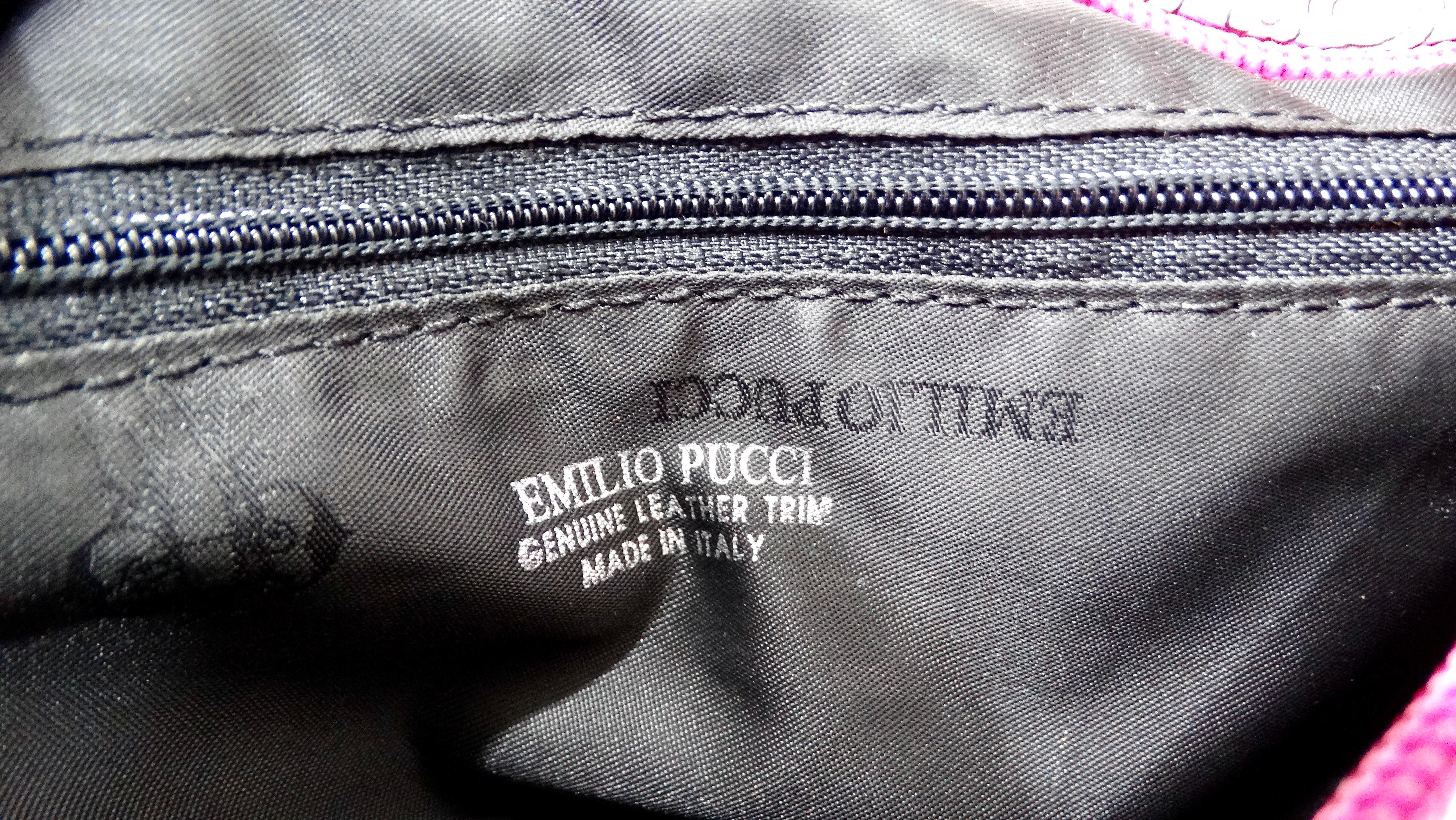 Emilio Pucci Nylon Astratto  Borsa con manico superiore con stampa floreale, circa Y2K in vendita 6