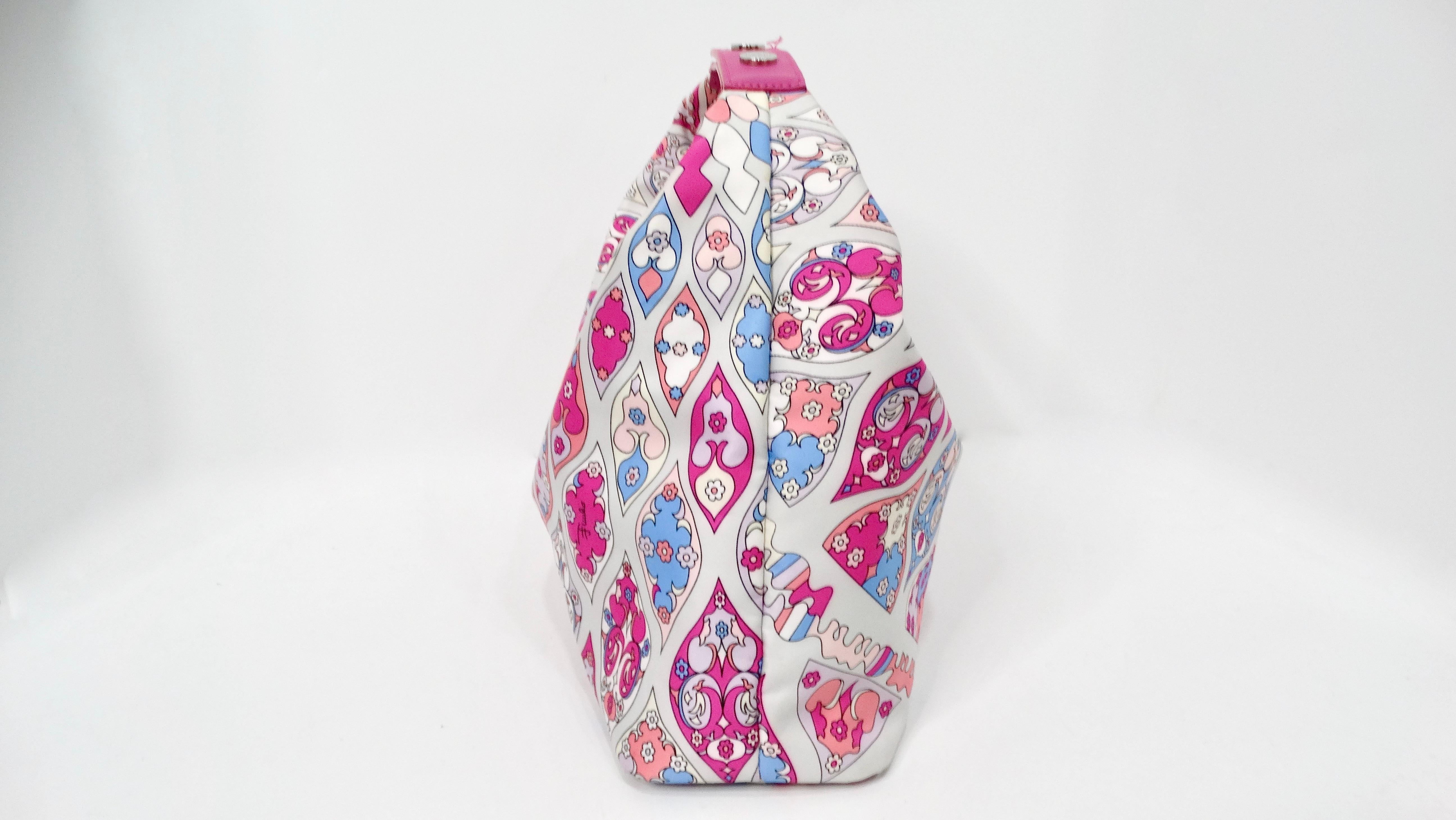Emilio Pucci Nylon Astratto  Borsa con manico superiore con stampa floreale, circa Y2K in vendita 1