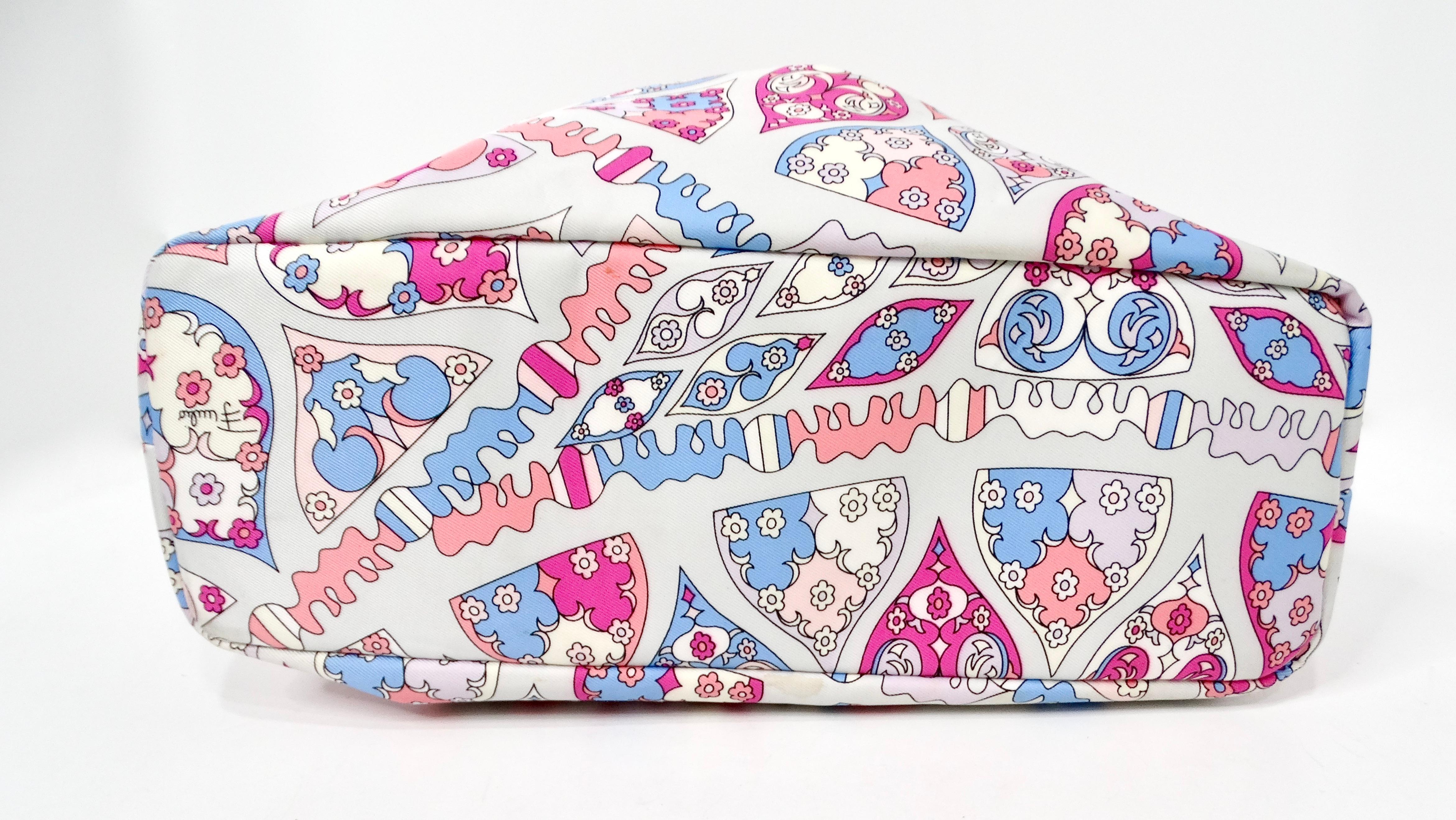 Emilio Pucci Nylon Astratto  Borsa con manico superiore con stampa floreale, circa Y2K in vendita 4