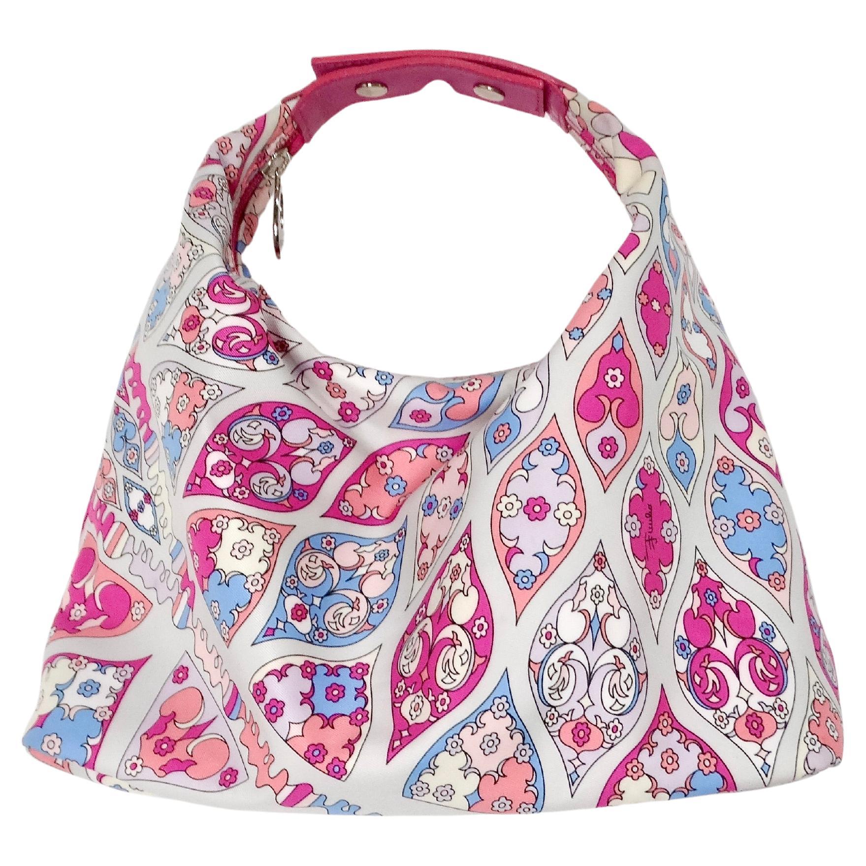 Emilio Pucci Nylon Astratto  Borsa con manico superiore con stampa floreale, circa Y2K