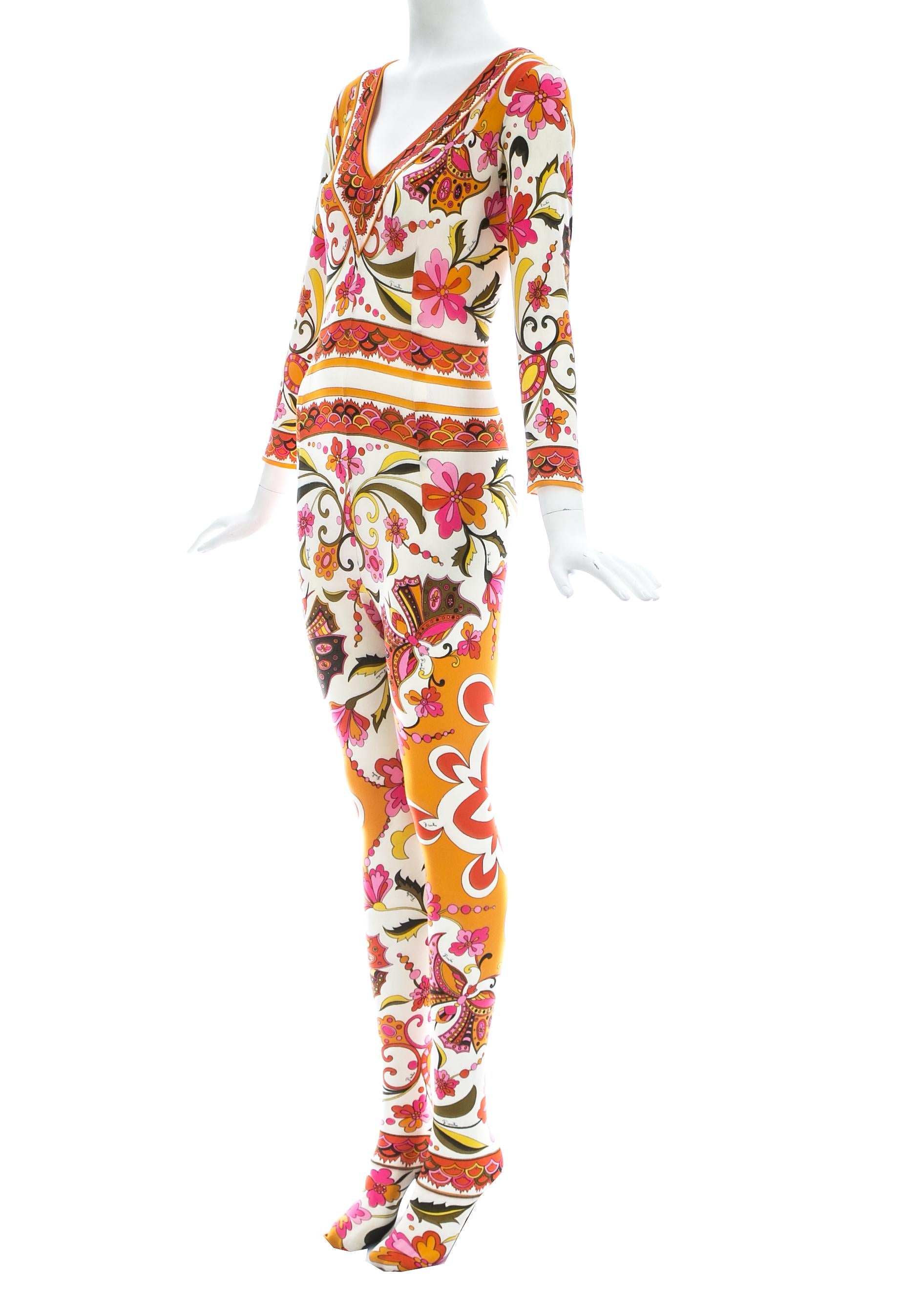 Emilio Pucci - Pantalon en nylon imprimé floral, printemps-été 1966 Bon état - En vente à London, GB