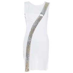 Emilio Pucci Off White Sequin Embellished Ruched Sleeveless Dress S