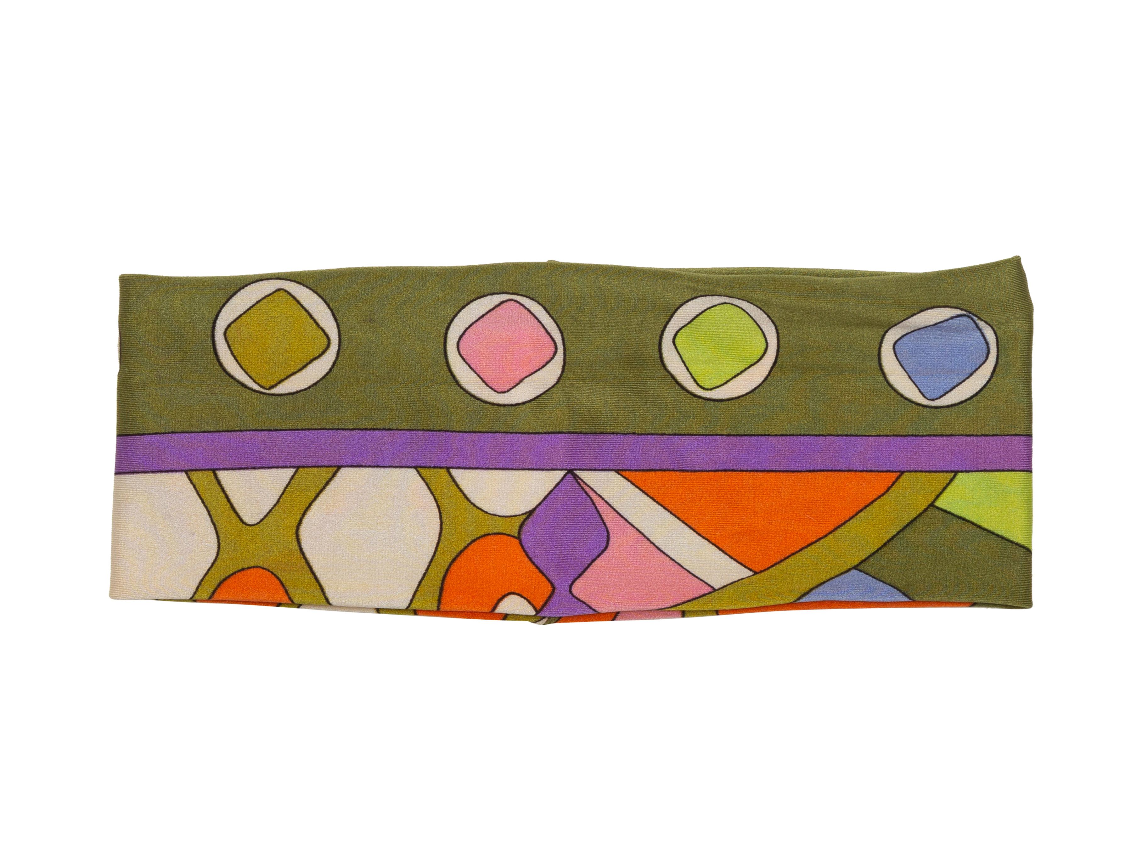 Brown Emilio Pucci Olive Green & Multicolor Printed Headband