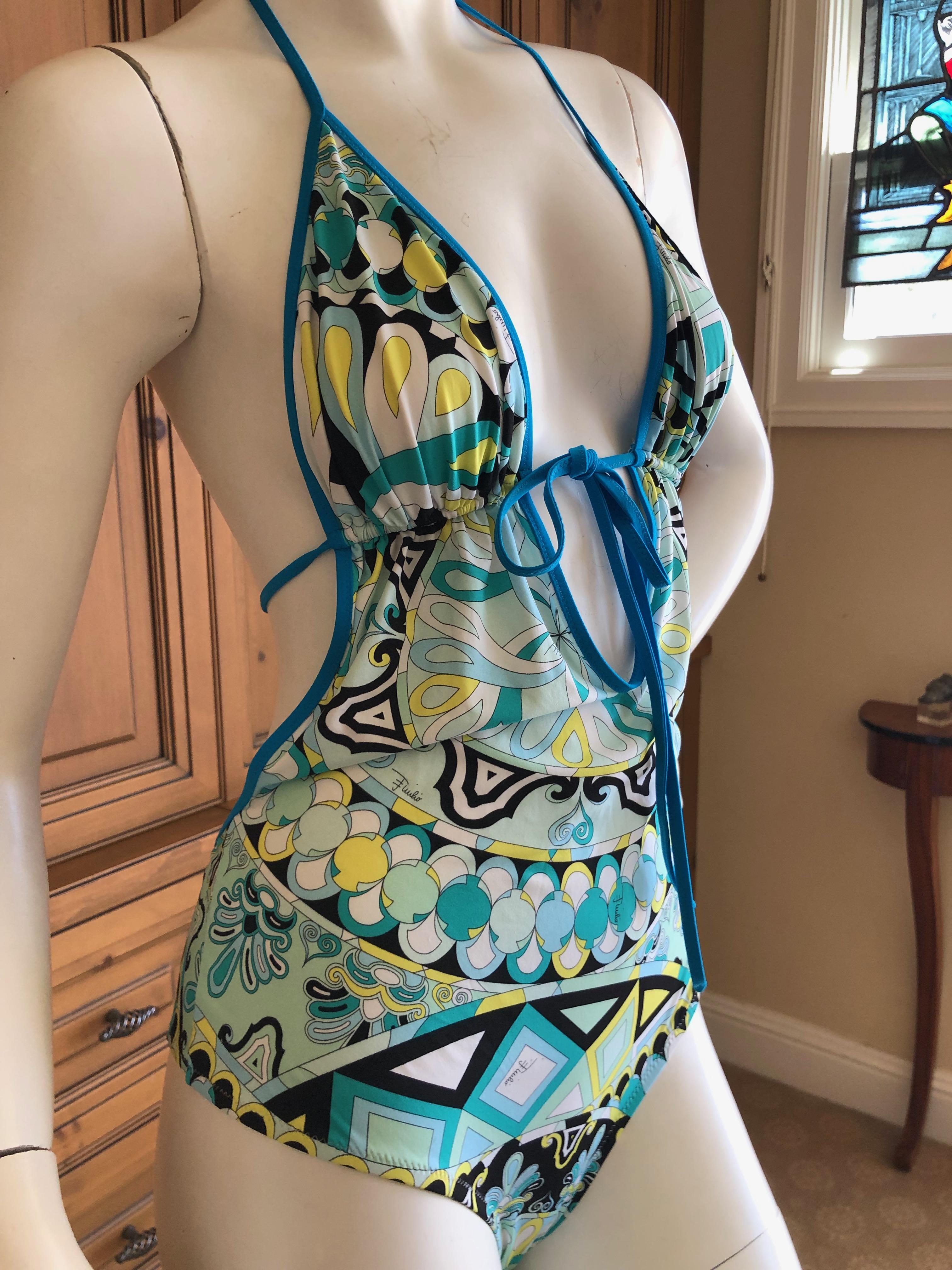 Gray Emilio Pucci One Piece Swimsuit New with Tags Hard to Find Size 46 For Sale