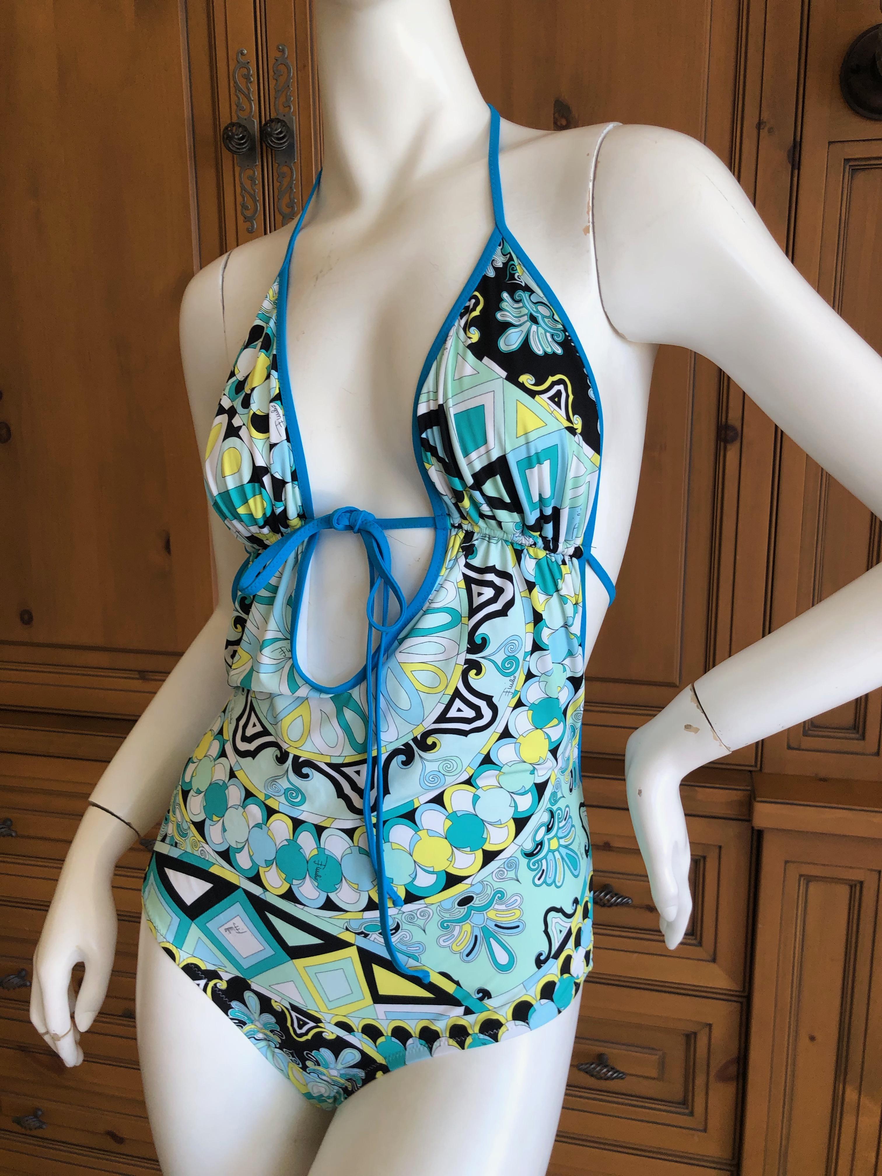 Emilio Pucci One Piece Swimsuit New with Tags Hard to Find Size 46 In New Condition For Sale In Cloverdale, CA