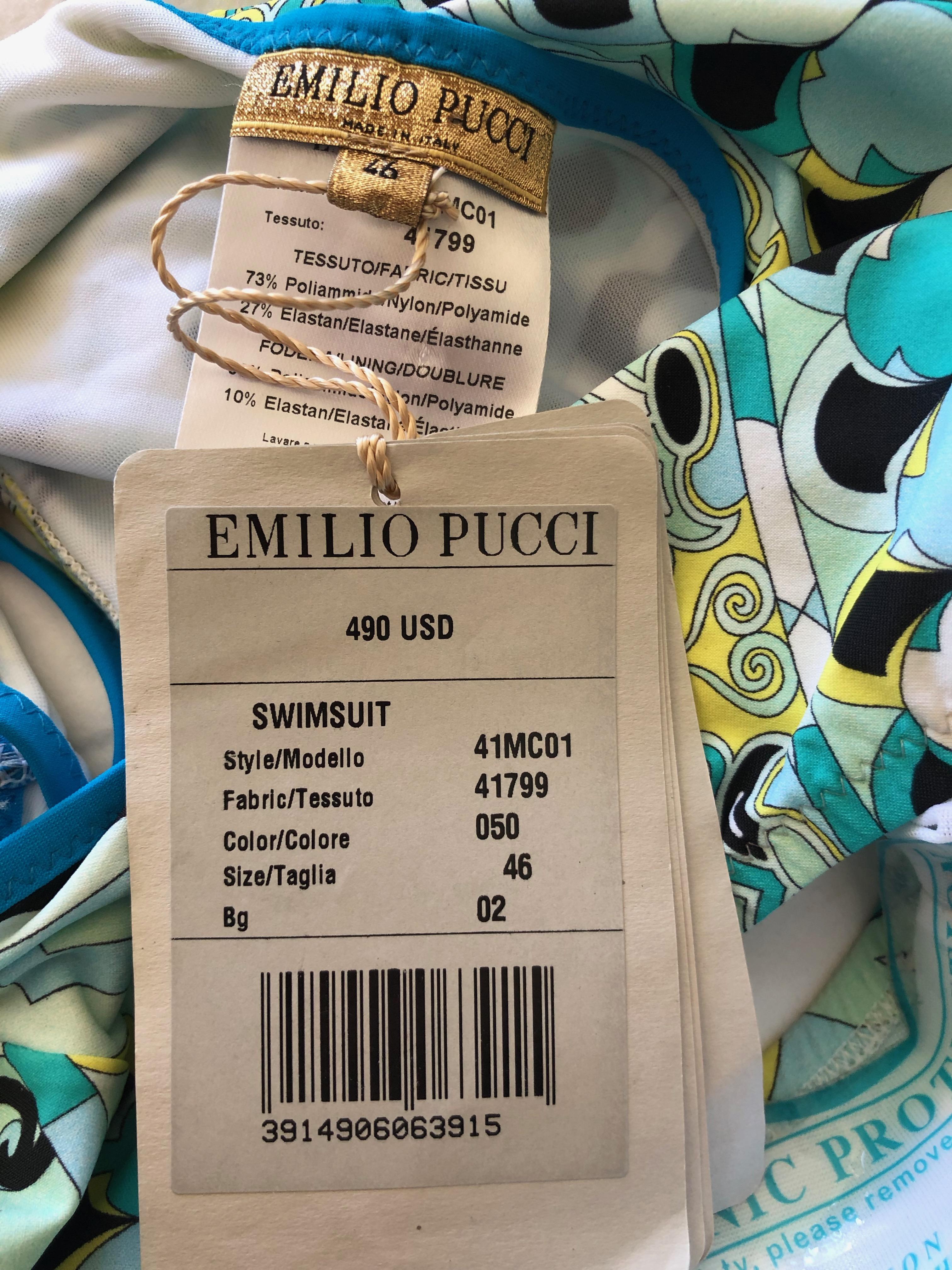 Emilio Pucci One Piece Swimsuit New with Tags Hard to Find Size 46 For Sale 1