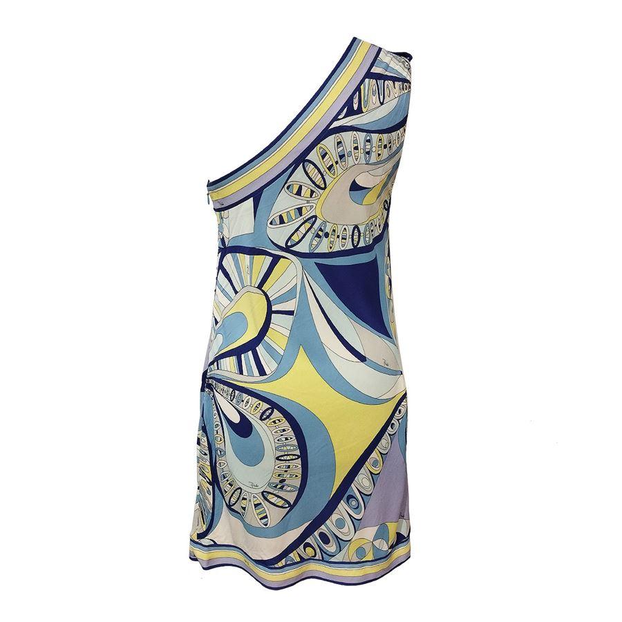Viscose (83%) and silk Azure color Fancy print Shoulder/hem length cm 92 (3622 inches)      