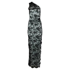 Emilio Pucci One Shoulder Lace And Silk Satin Maxi Dress It 38 Uk 6