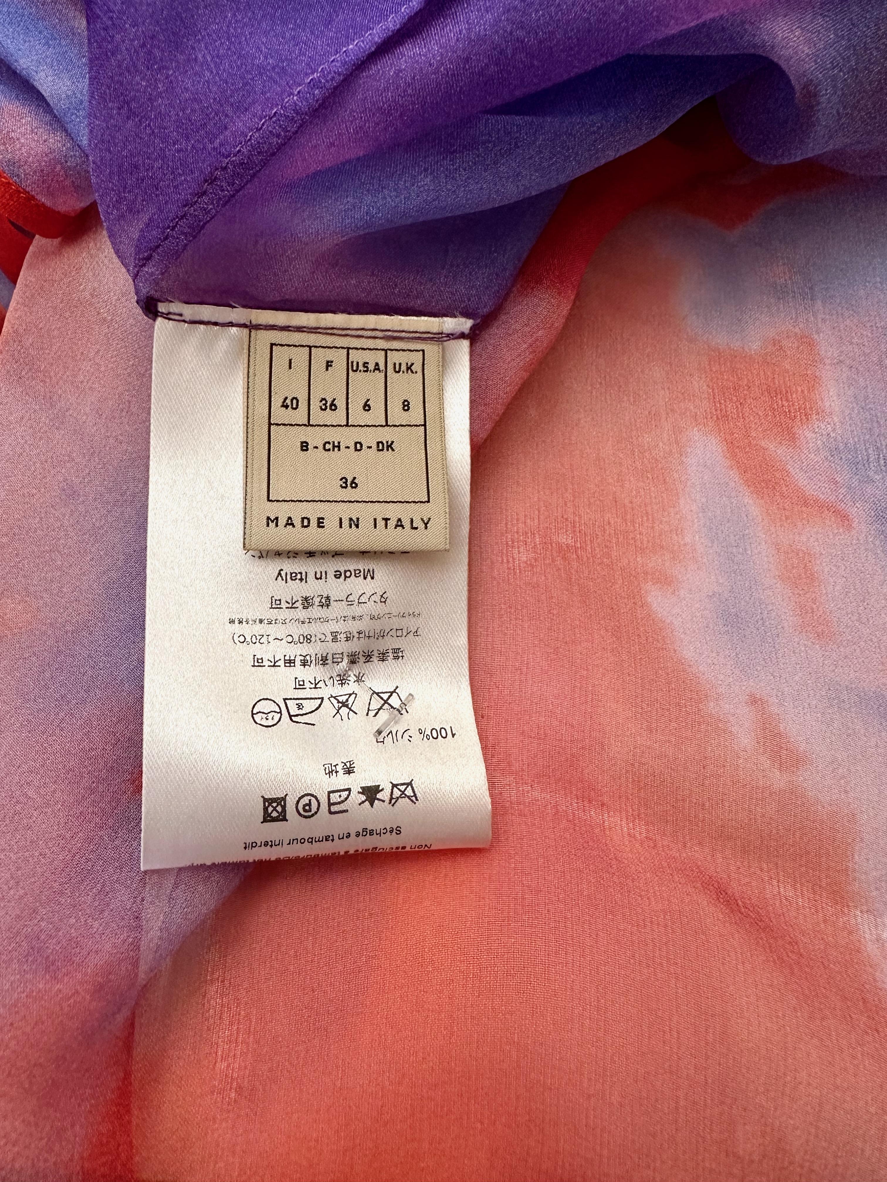 Emilio Pucci Orange and Purple Silk Mousseline Blouse 2