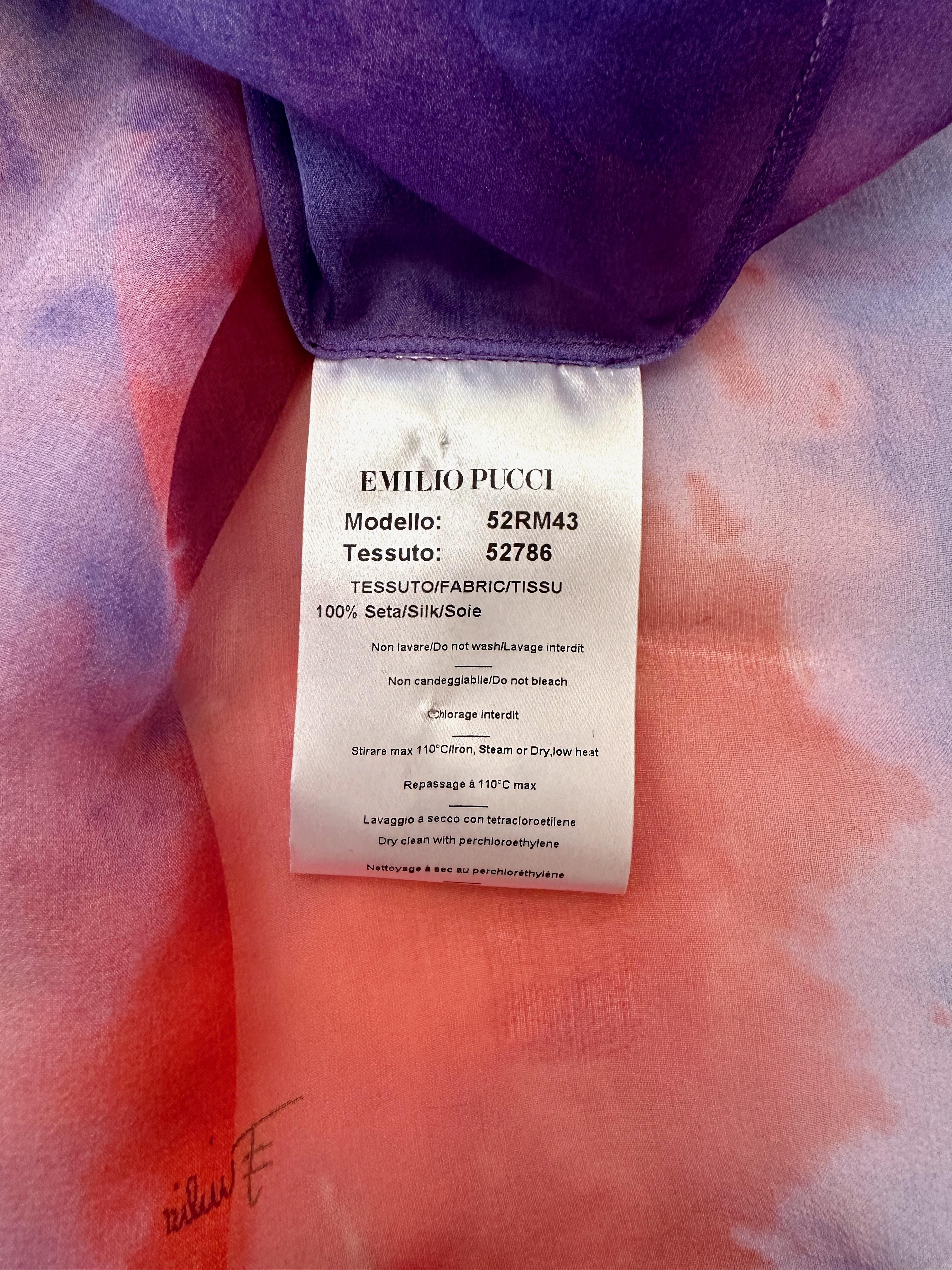 Emilio Pucci Orange and Purple Silk Mousseline Blouse 3