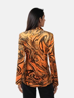 Emilio Pucci Orange & Black Velvet Swirl Jacket Size S