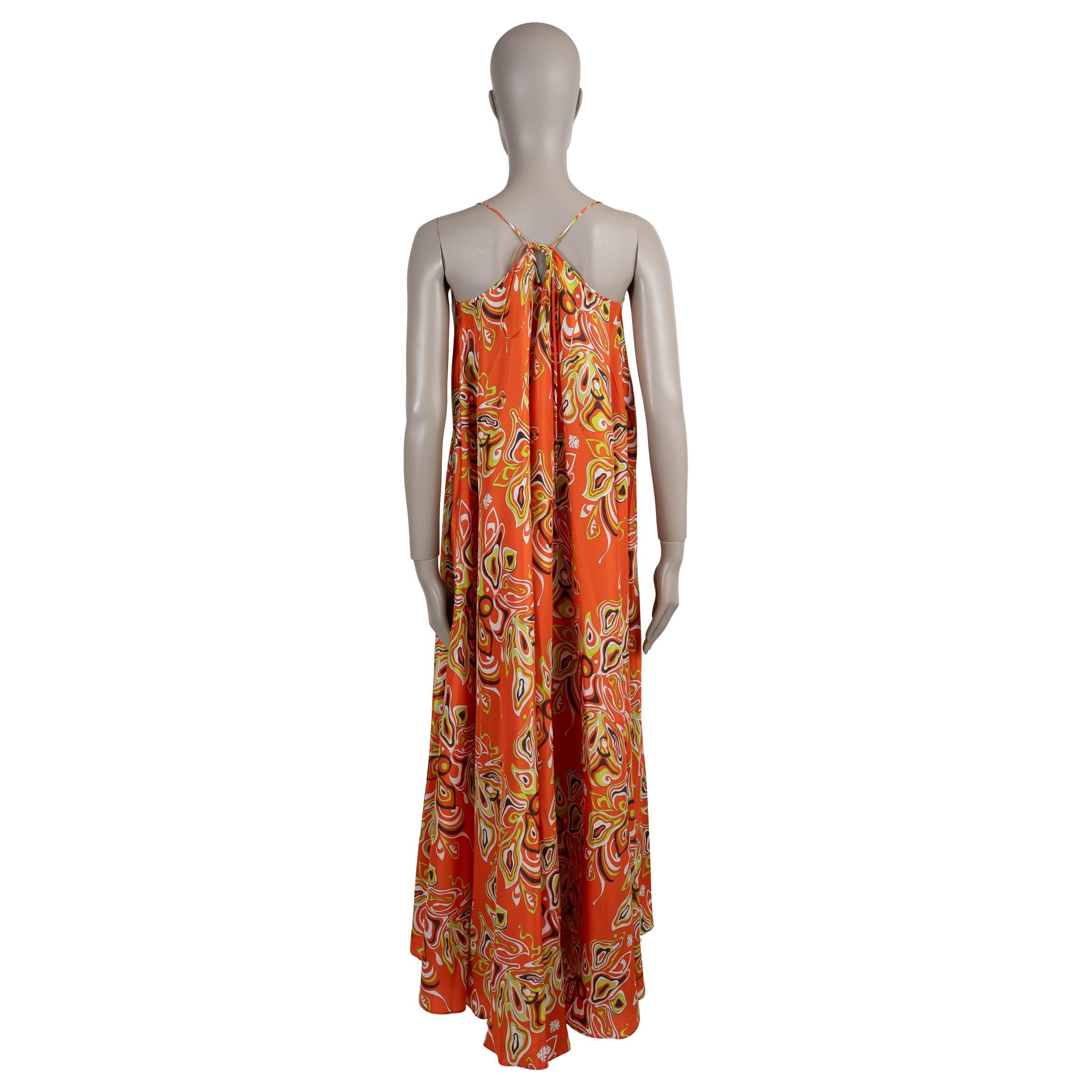 Orange EMILIO PUCCI orange cotton 2022 PRINTED POPLIN MAXI Dress S For Sale