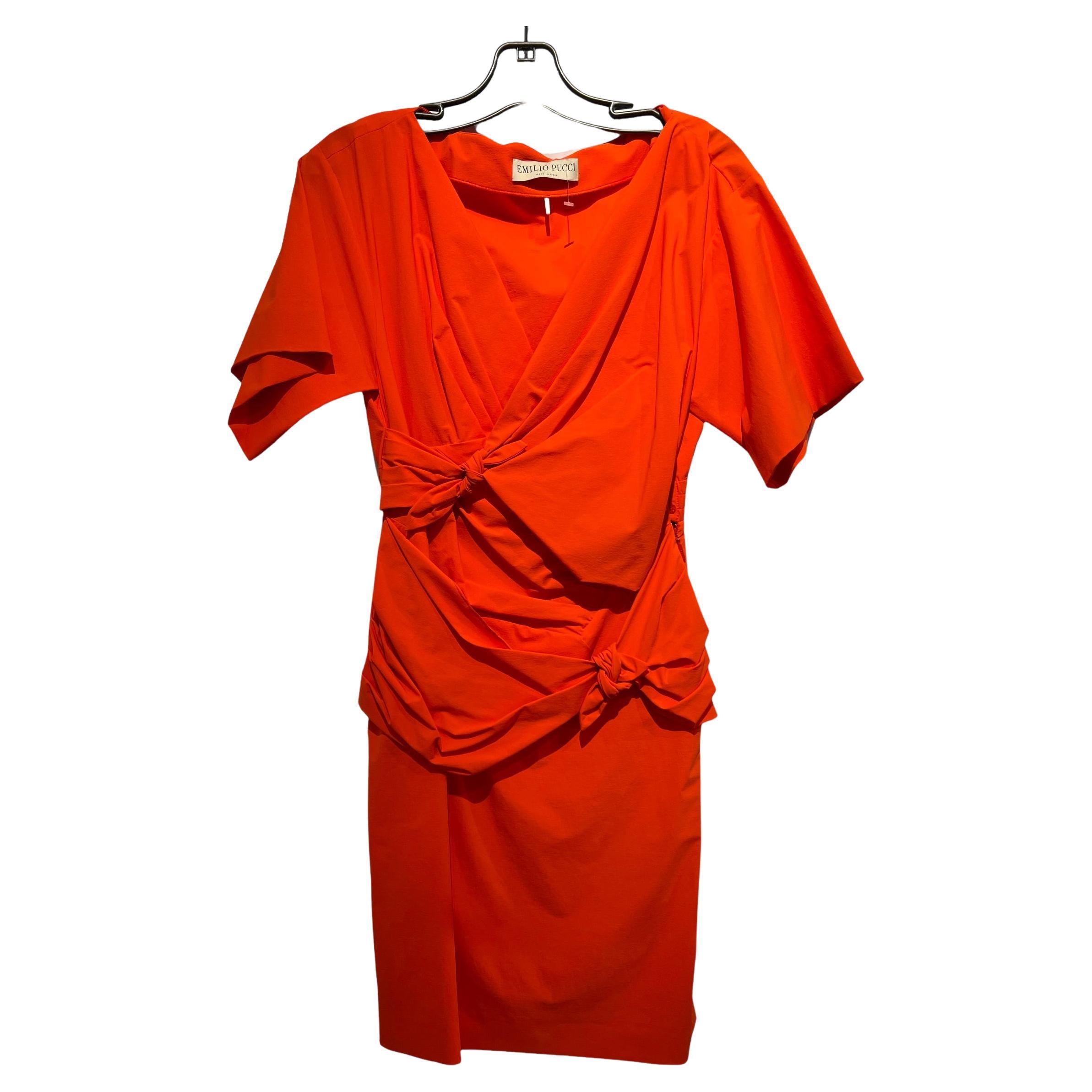 Emilio Pucci Orange Short Sleeve Structured Dress Size 42