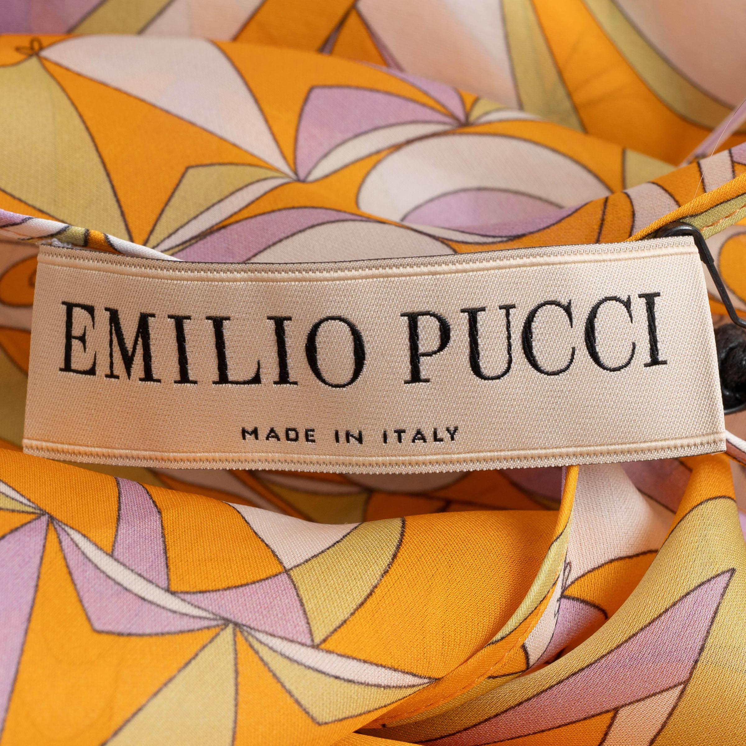 EMILIO PUCCI orange silk 2022 BANDERINE CHIFFON MAXI Dress S For Sale 1