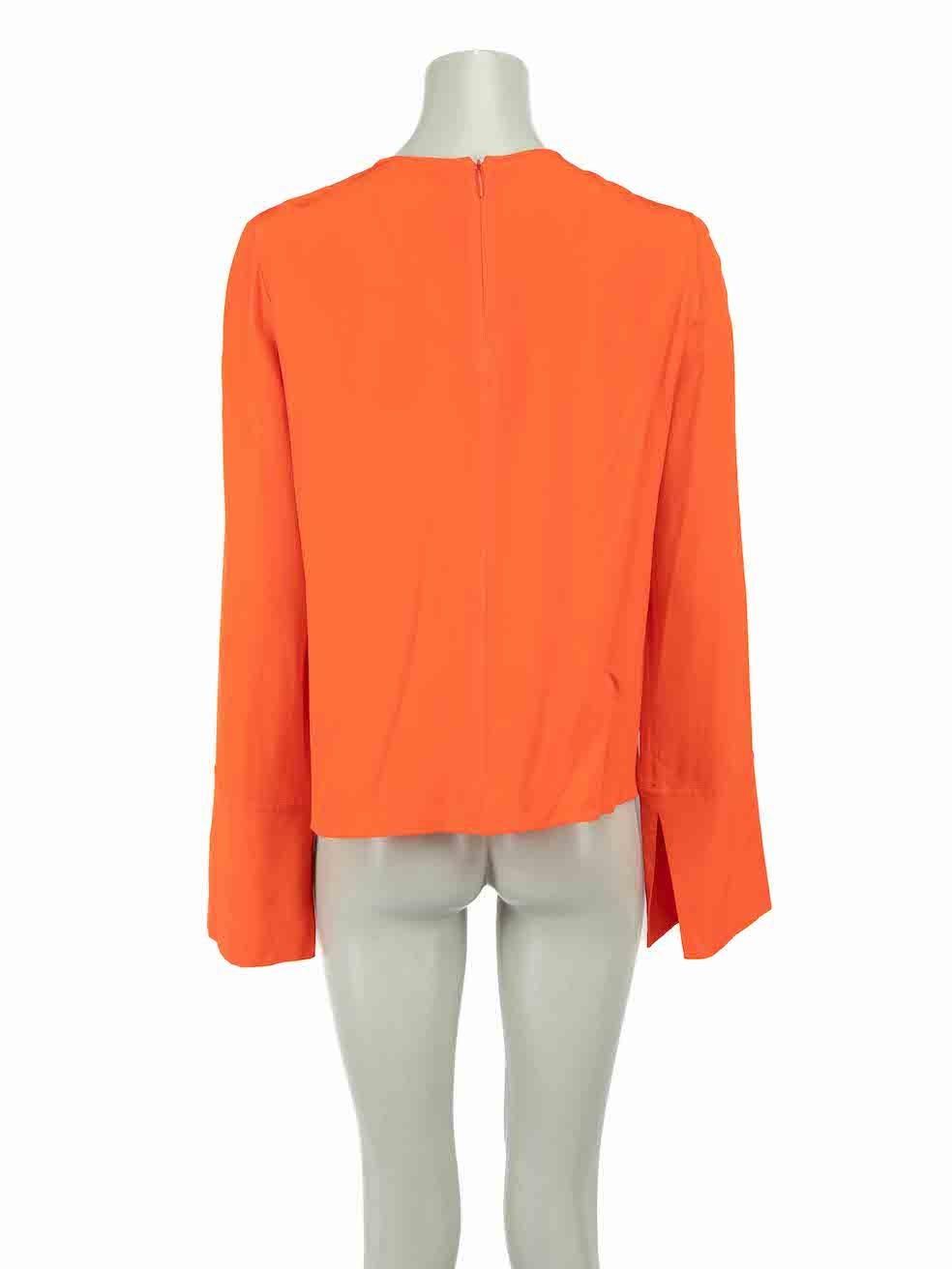 Emilio Pucci Orange Silk Draped Blouse Size S In Good Condition In London, GB