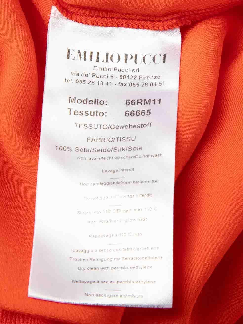 Women's Emilio Pucci Orange Silk Draped Blouse Size S For Sale